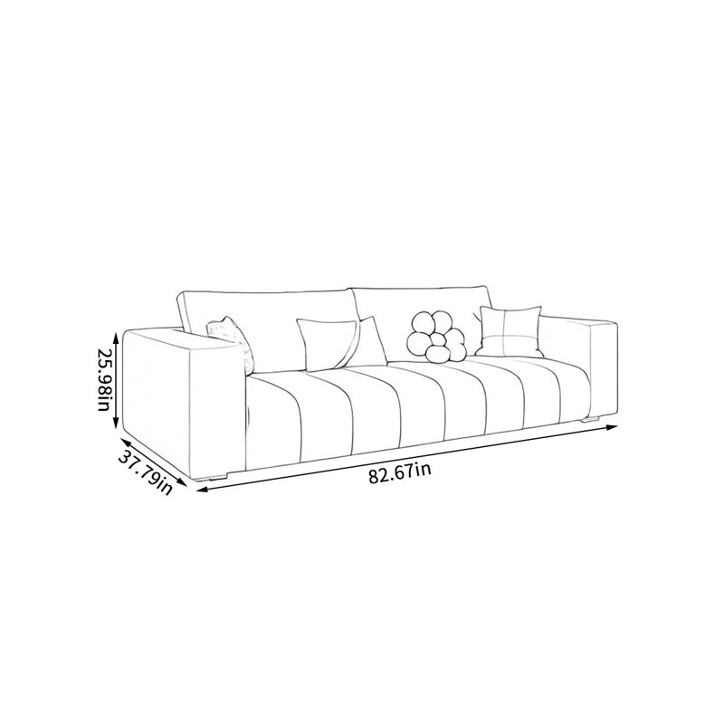 Canapé de salon moderne et minimaliste, H 25,98 po x l 82,57 po x P 37,79 po, 3