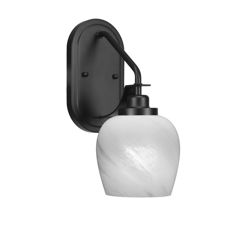 Alirra Wall Sconce Shown With 5.75" Glass, Gray, Matte Black, Bell Shape