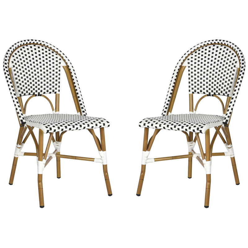 Salcha 35" Black and White Wicker Side Chair Set