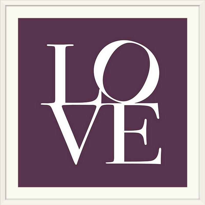 «Love» par Francy, art textuel, H 24 po x l 24 po x P 1 po, Cadre blanc