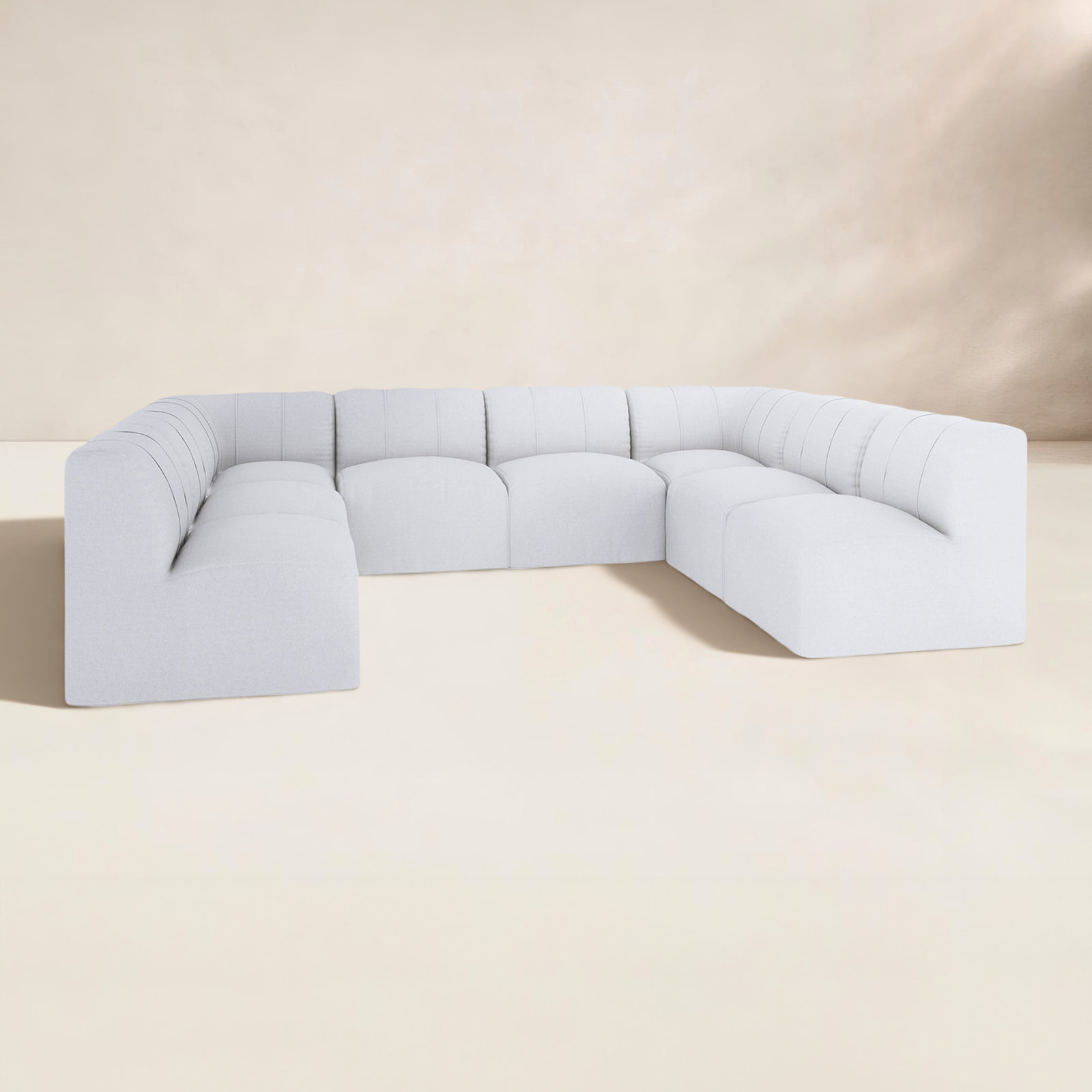 Praia 124" Sunbrella Outdoor U Sectional, Canvas White Sunbrella® Canvas