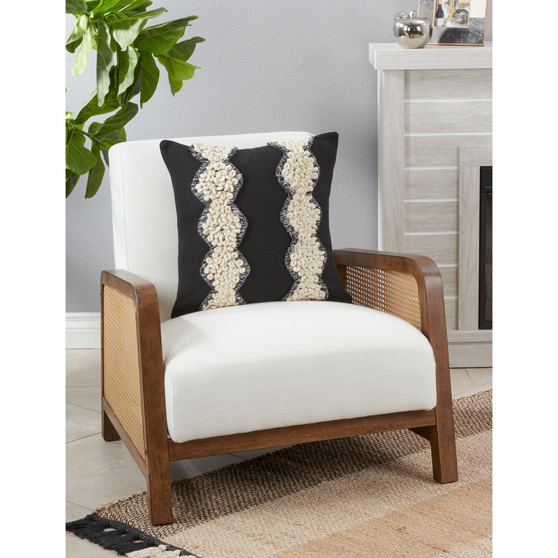 Black and White Cotton Yarn Lace Applique Pillow Cover