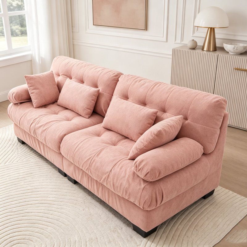 Canapé modulaire modulaire avec sièges profonds et coussins d'accoudoirs Cloud, 2 places, Rose