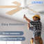Ceiling Fans with Lights, 52" Flush Mount Ceiling Fan with Light and Remote, Quiet, Reversible, 3CCT, Dimmable, White, RGB, Low Profile Ceiling Fan for Bedroom, Living Room, Indoor/Outdoor Use