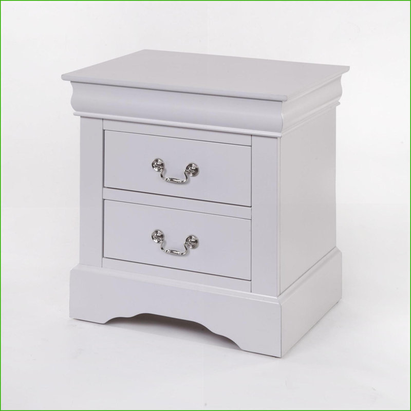 Table de chevet moderne à 2 tiroirs pour le rangement dans la chambre à coucher, Blanc