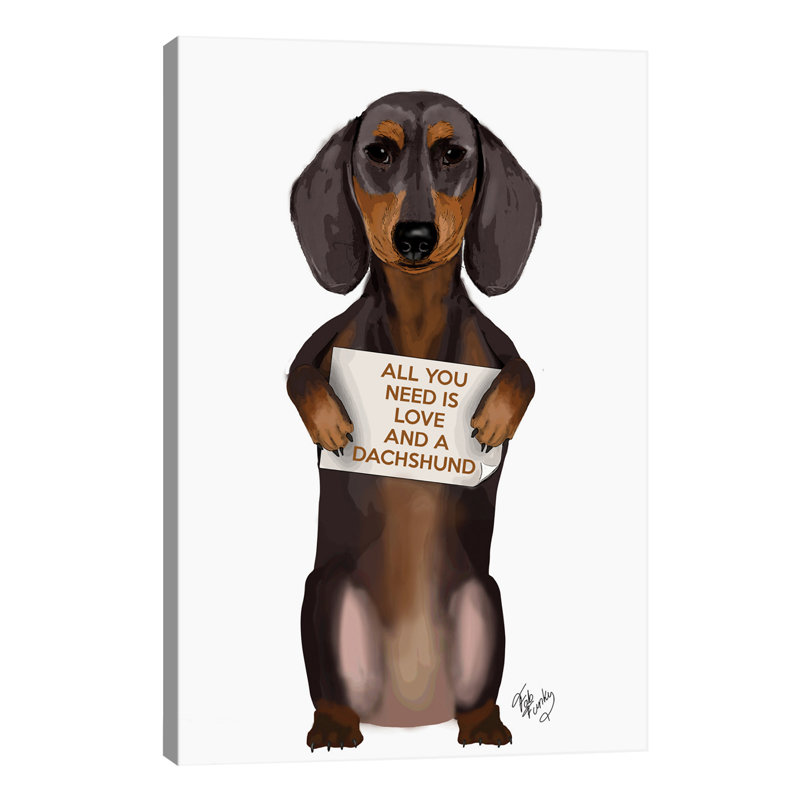 Dachshund by Fab Funky - Print on Canvas, No Frame, 66.04 cm H x 45.72 cm W x 1.91 cm D
