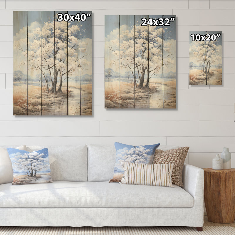 Paysage d'érables blancs - érable sur bois, art sur bois de pin naturel, H 32 po x l 24 po