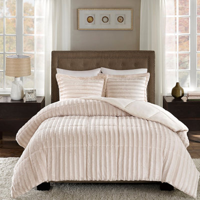Fashionable And Warm Full/queen Faux Fur Comforter , Champagne, Sturdiness Appealing Inner