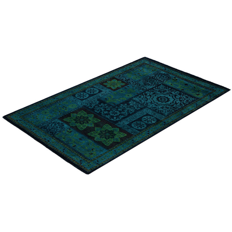 Huckaby One-of-a-Kind 3' 2" X 5' 3" Wool Area Rug Black