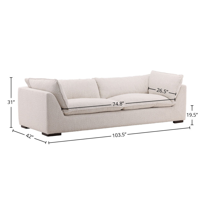 Ramona 104" Wide Upholstered Sofa, Tatum Cream