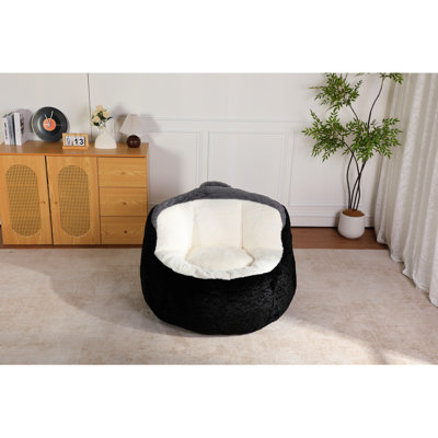 Fauteuil à billes surdimensionné en fausse fourrure multicolore, rembourré de mousse à haute résilience, peau, base stable, idéal pour la grande chaise de la chambre, s'adaptant à la forme du corps, assise confortable, fonction antidérapante, non