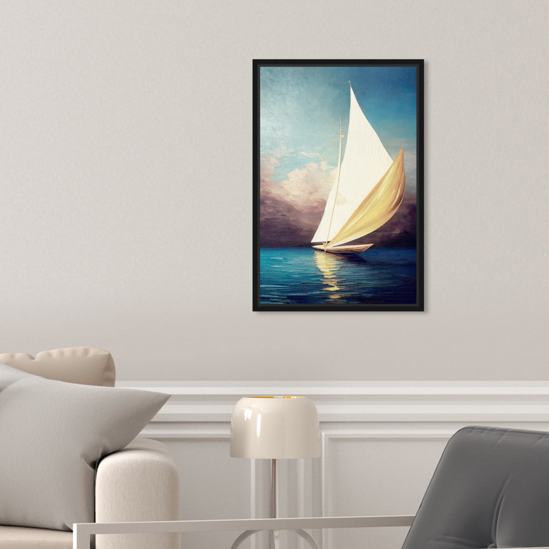 Voile dorée - Impression sur toile, Toile avec cadre flottant noir, H 16 po x l 11 po x P 1,8 po