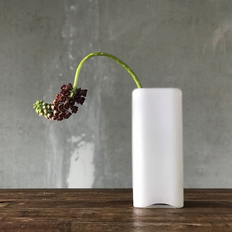 Layers Handmade Lead Free Crystal Table Vase, Opal White, 12.81" H x 5.43" W x 3" D