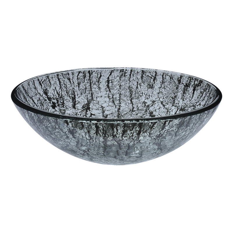 Lavabo de salle de bain vasque circulaire en verre trempé argent verdure Gardena