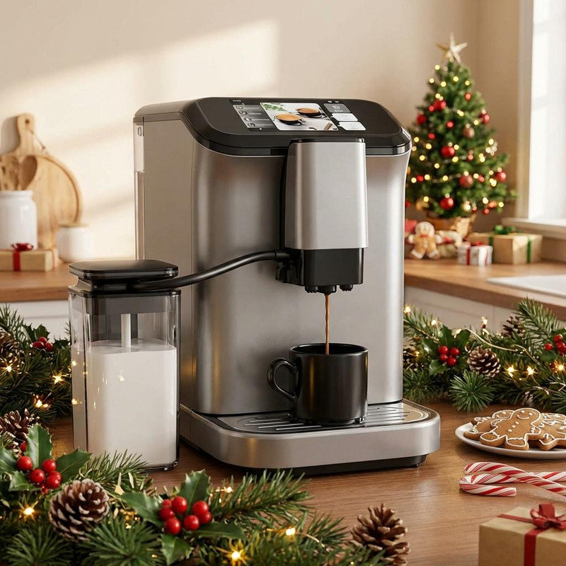 Espresso Machine, Built-in Grinder Coffee Maker with TFT Color Screen, Automatic Milk Frother Coffee Machine, 20 Bar Pump + 15 Grind Settings, 1.5L Water Tank + Auto Rinse, 120V 1350W
