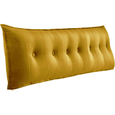 Sit-up Back Comfort 100% Cotton Velvet Button Tufted Bed Rest Headboard Decorative Back Support Pillow, Accent Side Sleeper Body Pillow Compression