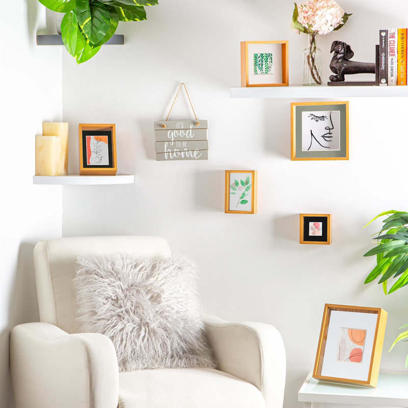 Nicola Spring - 3D Deep Box Photo Frame, 10cm x 10cm, Light Wood/Black