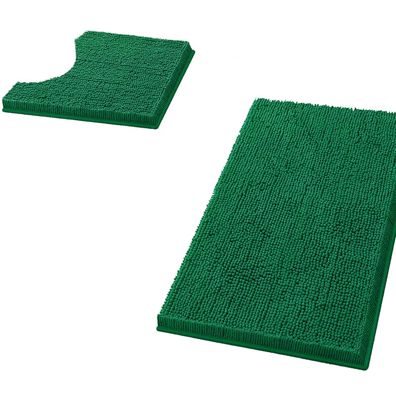 Grand tapis de salle de bain en chenille doux et moelleux vert