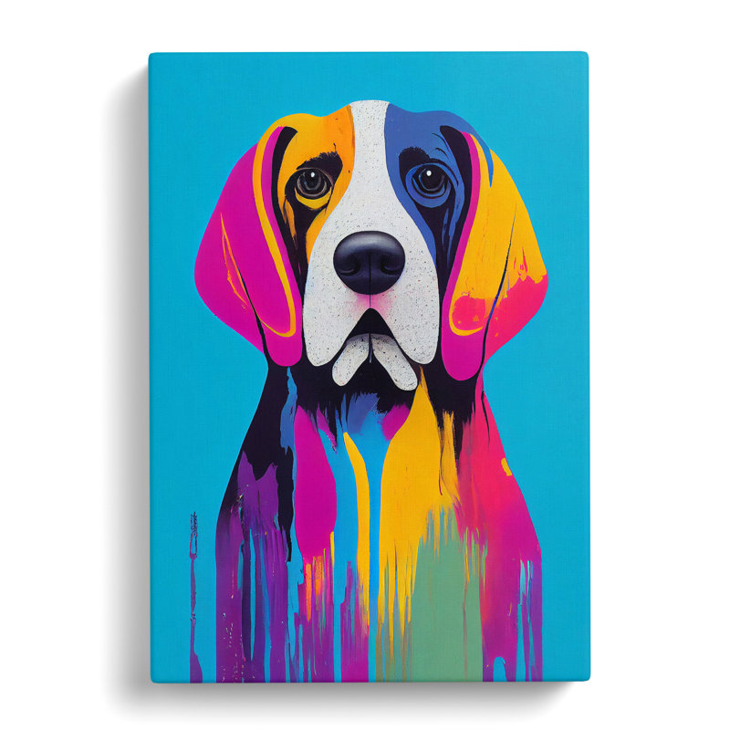 Dripping Paint Dog No.5 Abstract - Wrapped Canvas, 76cm H x 50cm W x 3cm D