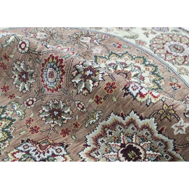 Hand-Knotted High-Quality Brown and Gold Round Area Rug