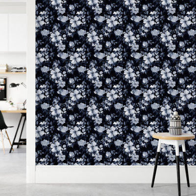 Panneau de papier peint bleu foncé L 10,4 pi x l 25 po