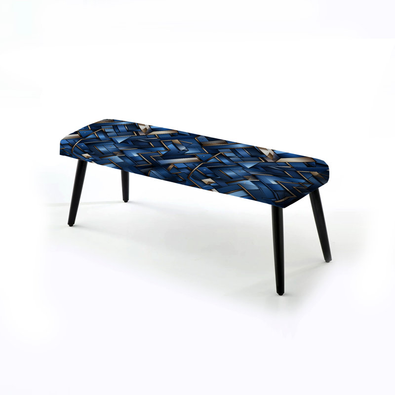 Banc industriel rembourré noir géométrique Tessellations