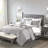8 Piece Bedding In Grey Full/Queen - Comforter With Solid White Reverse Quilt Stylish Quilting