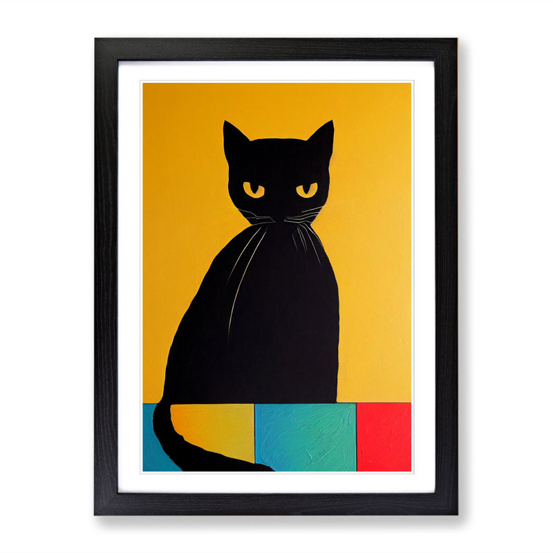 Cat Painting - Picture Frame Print, 64cm H x 46cm W, Walnut Framed