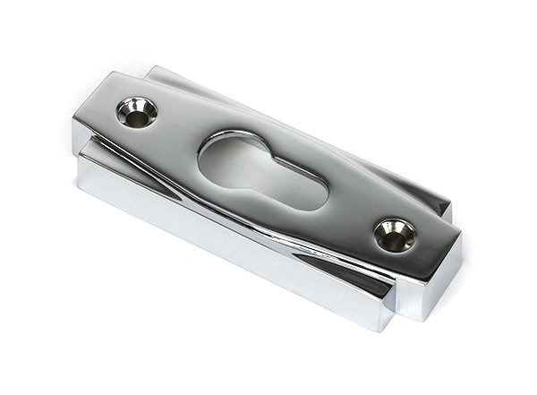 Art Deco Euro Escutcheon, Polished Chrome