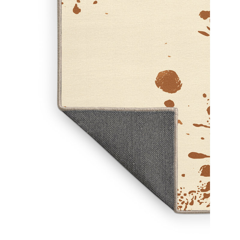 Tapis beige moelleux moelleux à motif abstrait éclectique Earl, 6 po de diamètre