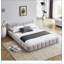 Structure de lit tapissier pour grand lit avec tissu en chenille épais et tête de lit confortable pour les chambres élégantes-652838845