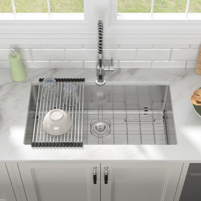 33"x19"x10" Undermount 16-Gauge Single Bowl Stainless Steel Kitchen Sink