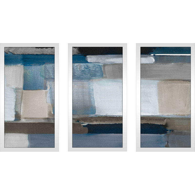 «Blue Taupe Light I», reproduction de peinture à l'acrylique à multiples images, L 40,5 po x H 25,5 po x P 1 po