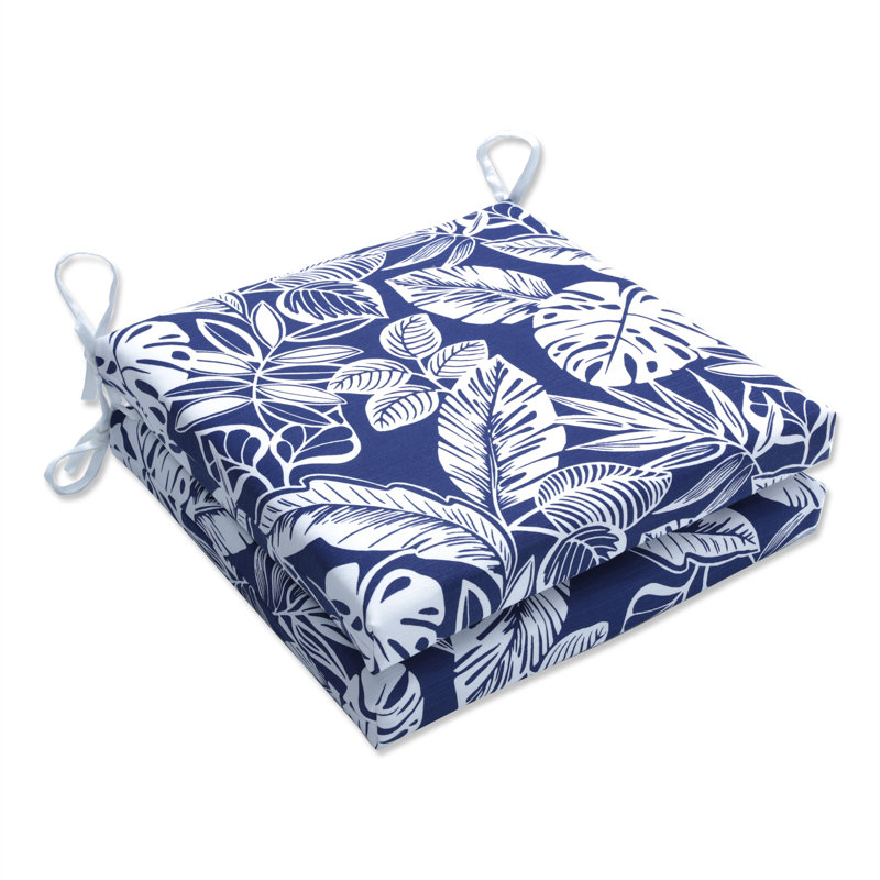 Delray Outdoor 3'' Dining Chair Chair Pad, Navy, 16" W x 18.5" D