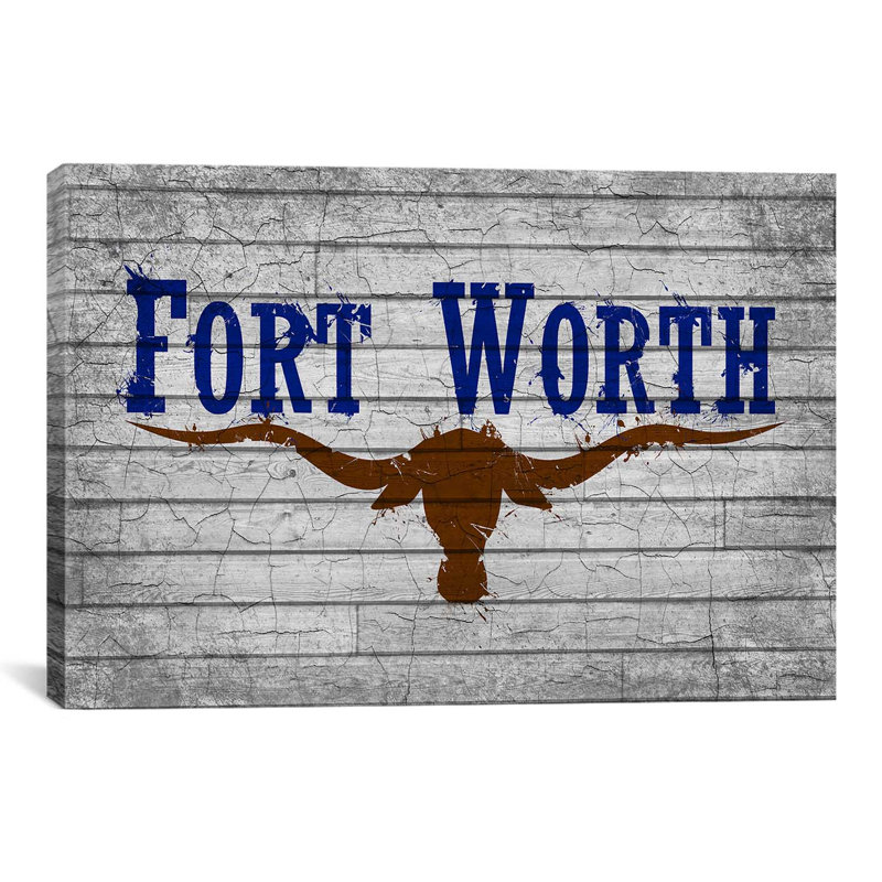 «Flags Fort Worth, Texas», impression sur toile, H 26 po x l 40 po x P 1,5 po, Toile tendue, Pas de tapis