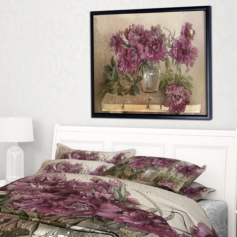 Bouquet de pivoines roses - impression, H 30 po x l 40 po x P 1,5 po, Toile avec cadre flottant