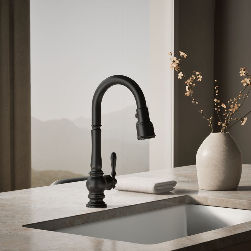 Artifacts® Pull Down Bar Faucet with Accessories, Matte Black
