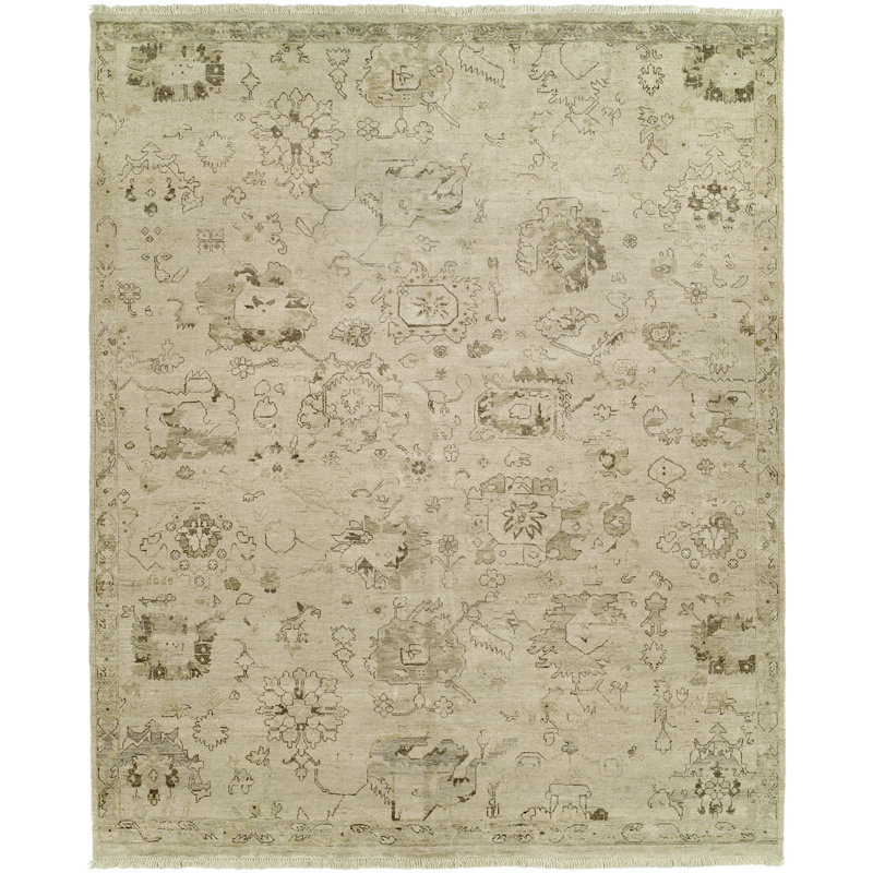 Delano Wool Abstract Area Rug in Beige, Rectangle 8' x 10'