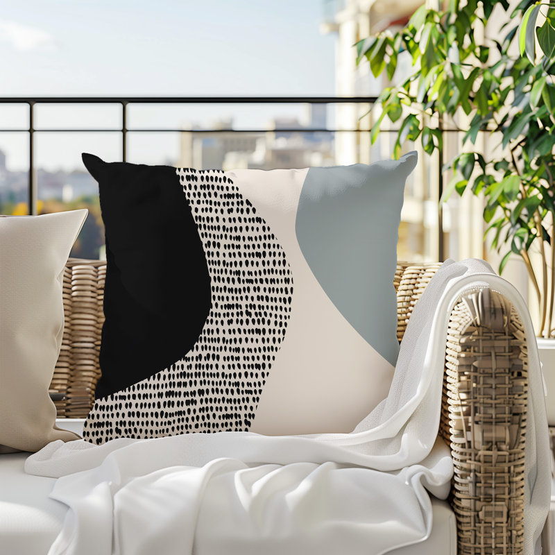 Coussin carré intérieur / extérieur pia, H 17 po x l 17 po, Gris / noir / blanc cassé