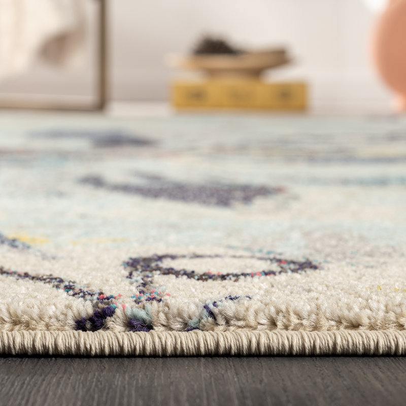 Tapis abstrait bleu / jaune / multicolore COLORWRKS, Rectangle 9 pi 6 po x 13 pi