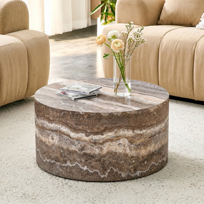 Table basse ronde moderne de 23,6 po, table de bout cylindrique, mobilier de salon compact