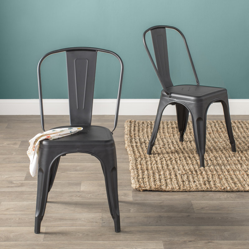 Guilherme 33'' H Stacking Side Chair, Matte Black, 2