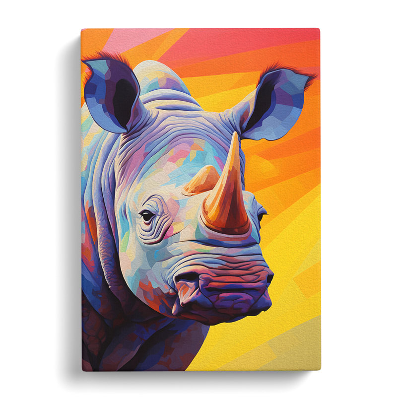 Rhino Colour Field - No Frame Print, 76cm H x 50cm W x 3cm D