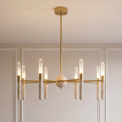 8-Light Chandelier in Warm Brass