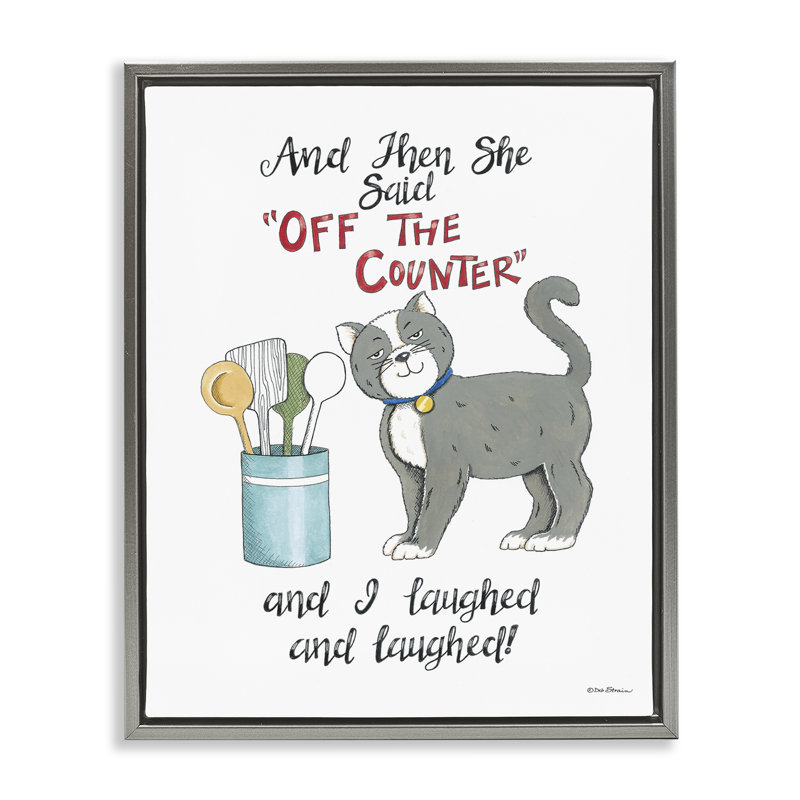 «Sassy Cat Humor Saying Floater», art mural par Deb Strain, H 31 po x l 25 po, Cadre flottant gris lustré