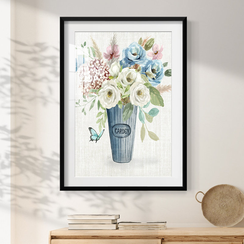 Bouquet de jardin - impression encadrée, H 25,5 po x l 17,5 po, Noir