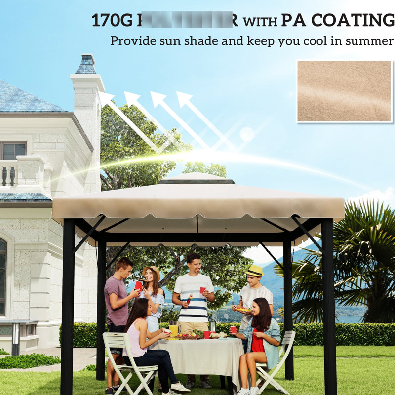 Toile de rechange pour gazebo 9,8 pi X, kaki, avec double ventilation extérieure, pour usage de jardin.
