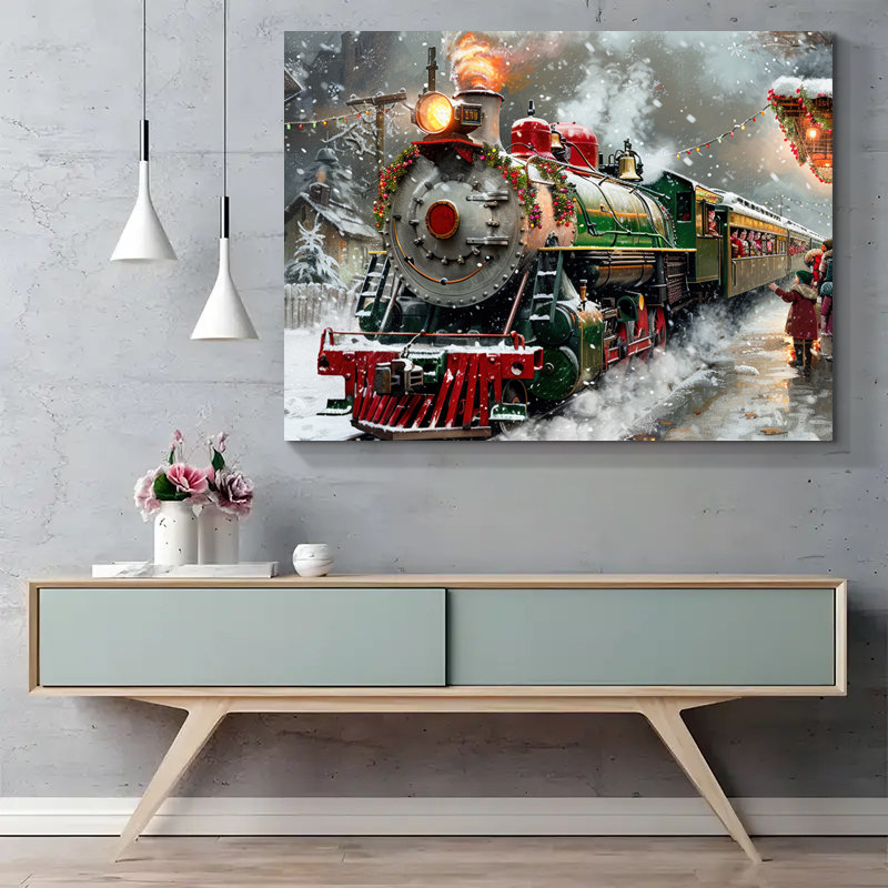 Arbre de Noël, art mural sur toile, H 12 po x l 18 po