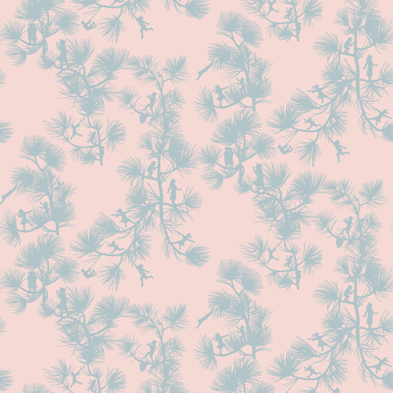 Fairy Forest Baby 10' L x 25" W Peel and Stick Wallpaper Panel, Baby Pink/Blue