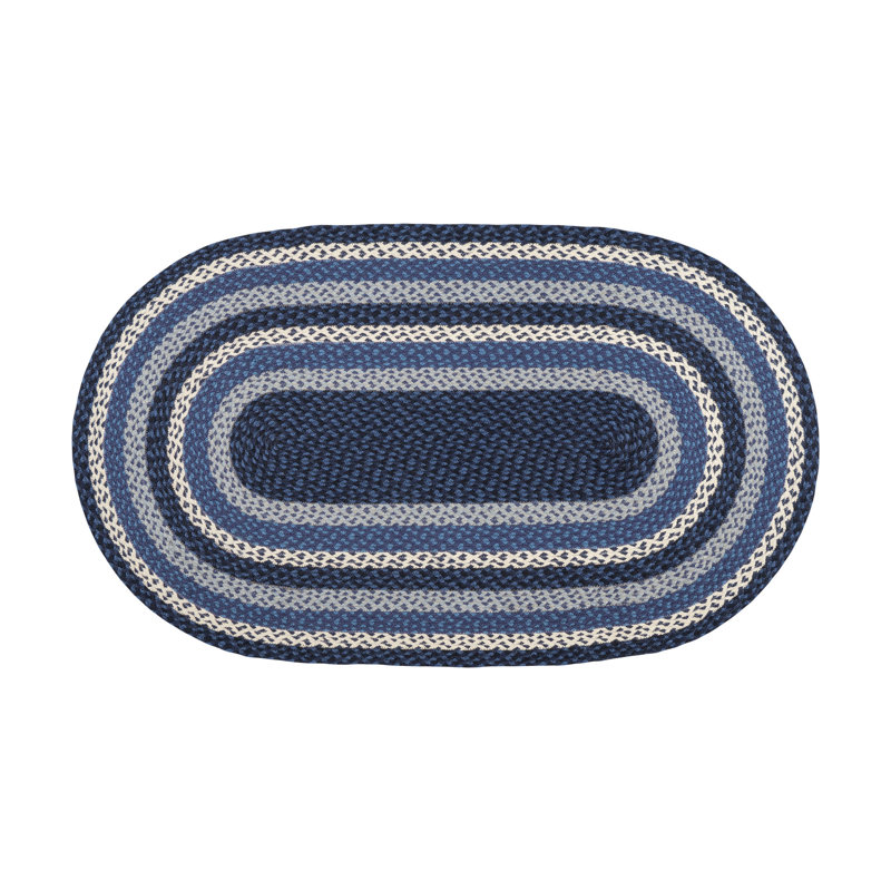  Tapis bleu, gris et ivoire en jute tressé - ovale , 3 pi x 5 pi